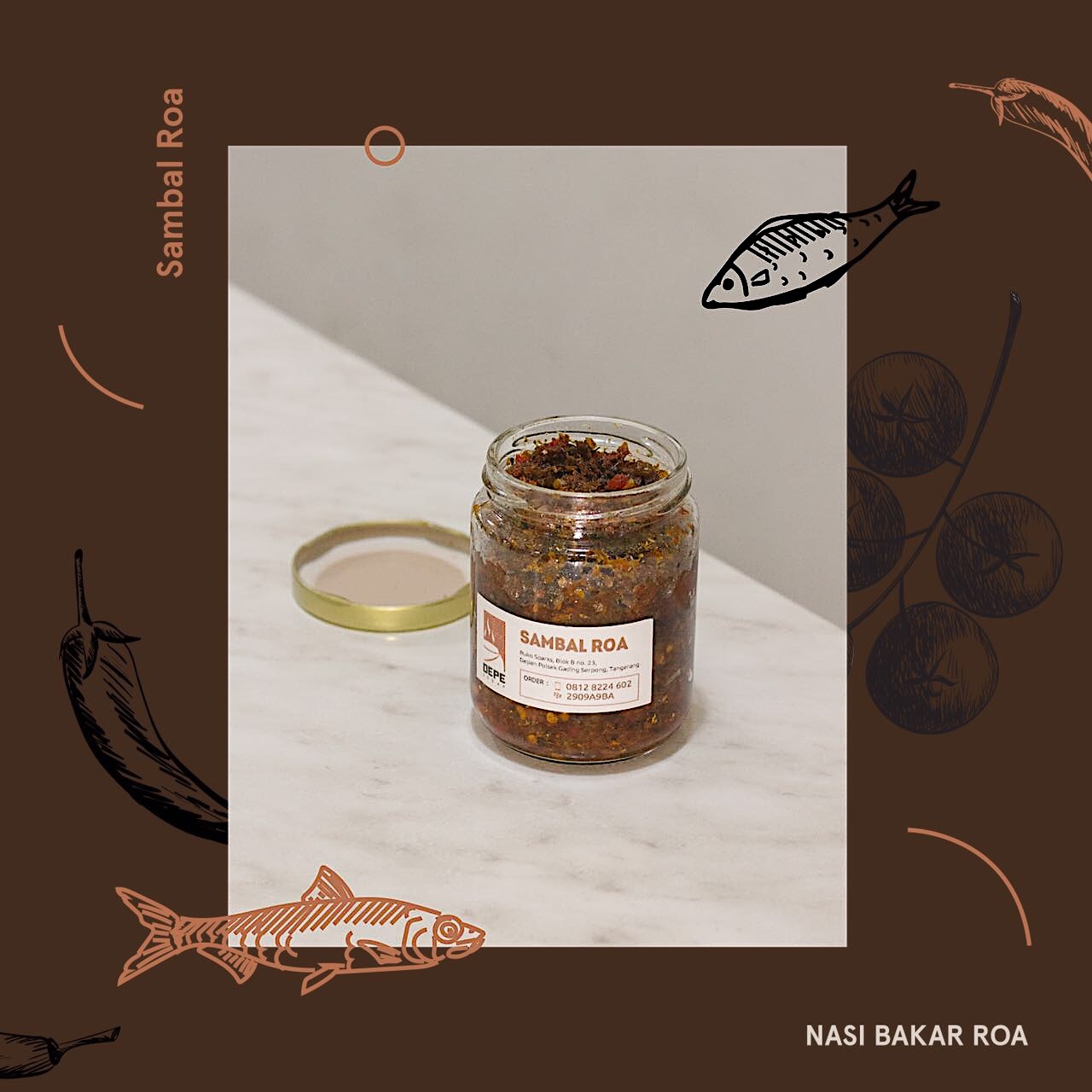Sambal roa dalam botol kaca.